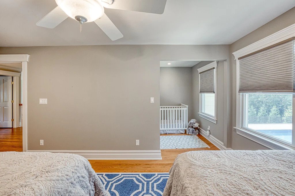 second floor double full bed with crib